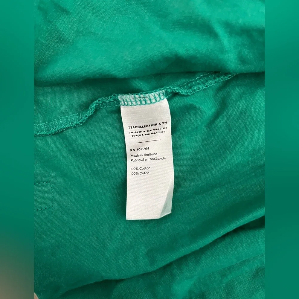 Tea Collection Girl’s Long Sleeve Skirted Green Floral Dress - Size 12 - Picture 4 of 8